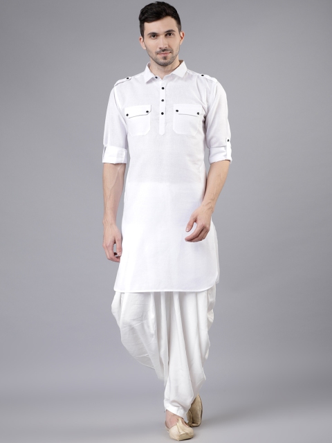 

Svanik Men White Solid Pathani Kurta