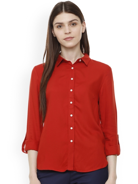 

Van Heusen Woman Red Regular Fit Solid Casual Shirt
