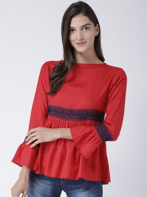 

The Vanca Women Red Solid Peplum Top