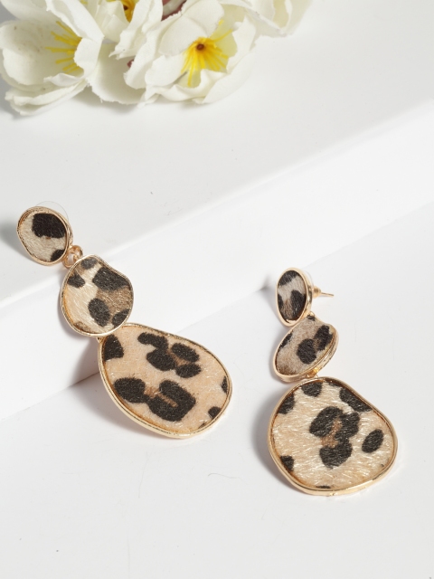 

AVANT-GARDE PARIS Brown & Gold-Plated Contemporary Drop Earrings