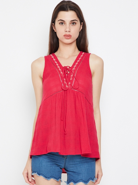 

Oxolloxo Women Red Printed High-Low Top