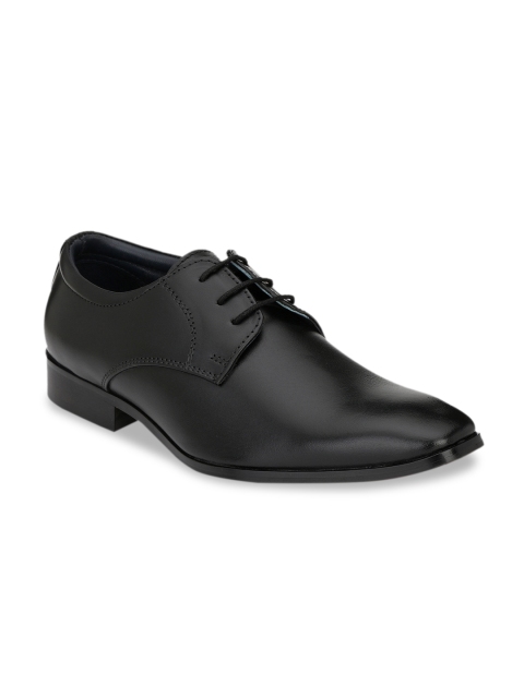 

SADDLE & BARNES Men Black Leather Formal Derbys