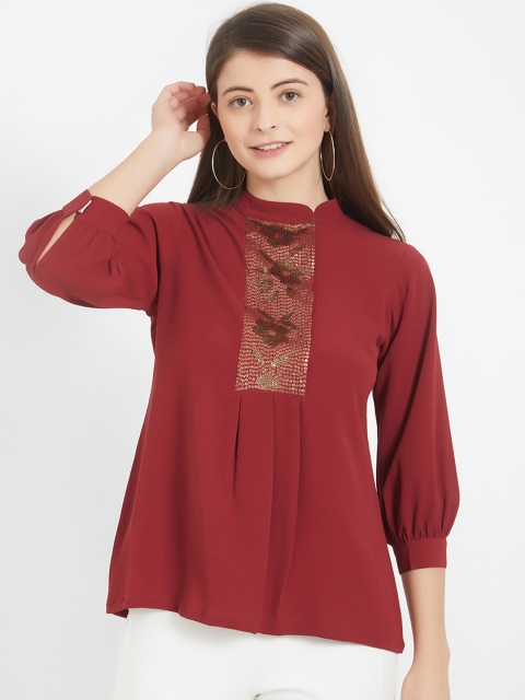 

Soie Women Maroon Solid A-Line Top