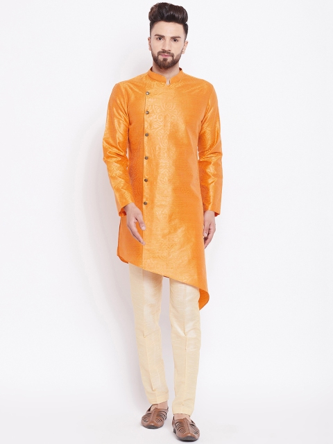 

See Designs Men Mustard Yellow & Beige Printed Kurta with Trousers