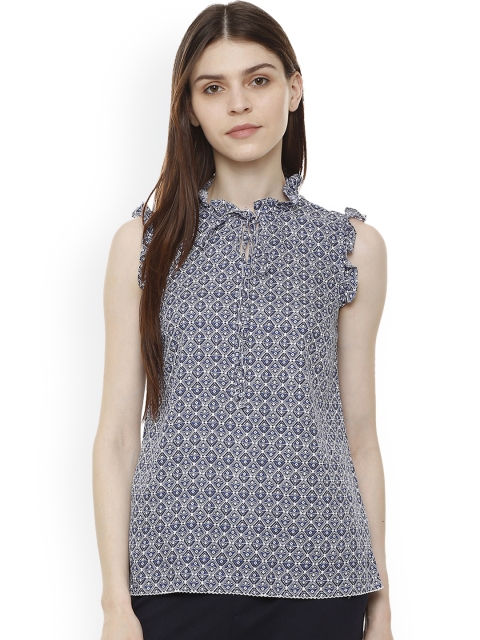 Van Heusen Woman Navy Blue Printed Top