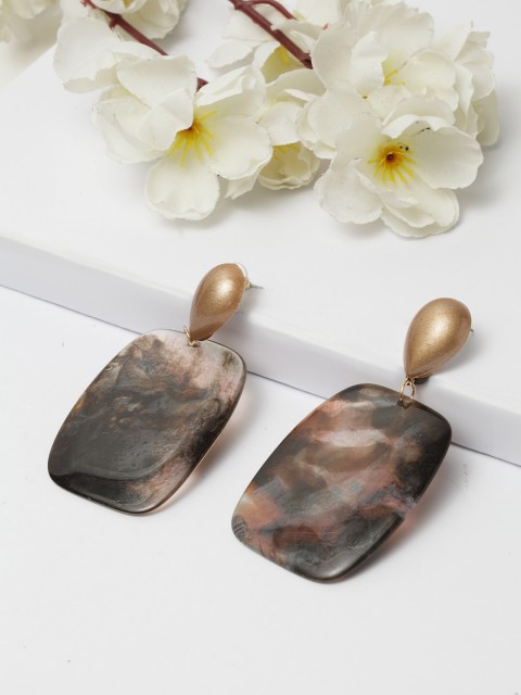 

AVANT-GARDE PARIS Brown & Gold-Plated Geometric Drop Earrings