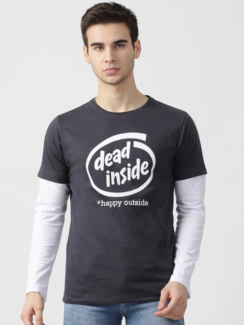 

ComicSense.xyz Men Grey Printed Round Neck T-shirt