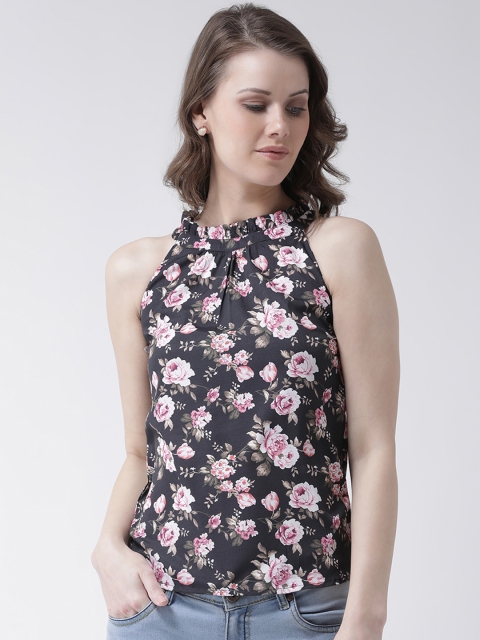 

The Dry State Women Black & Pink Printed Top