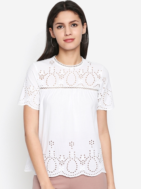 

Oxolloxo Women White Self Design A-Line Top