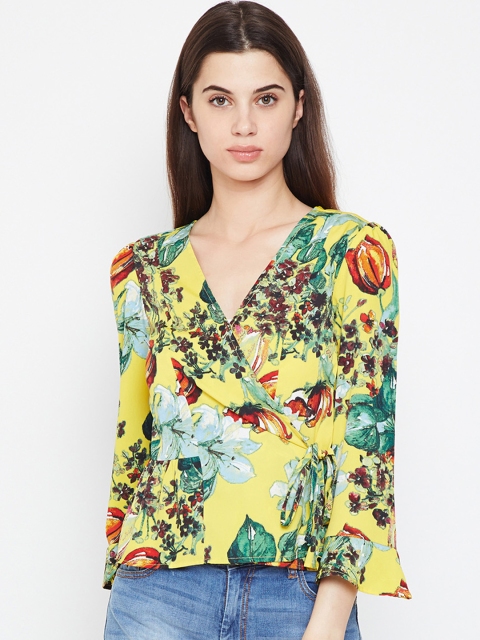 

Oxolloxo Women Yellow & Green Printed Wrap Top