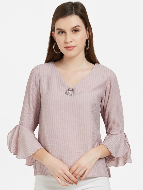 

Soie Women Mauve Striped Top