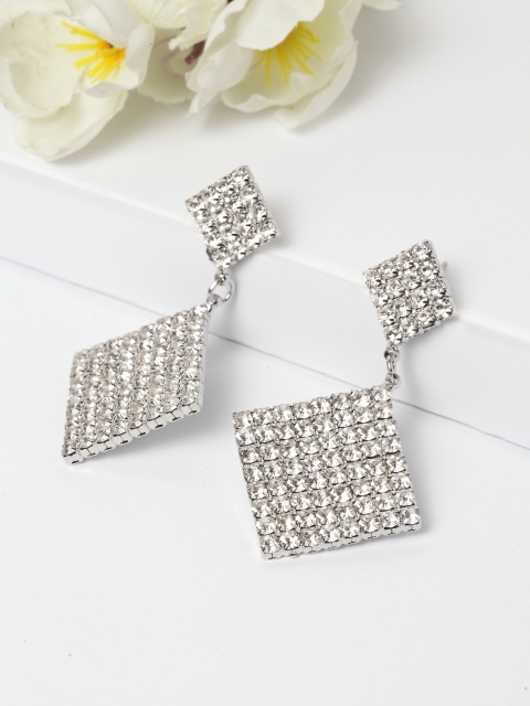 

AVANT-GARDE PARIS Silver-Toned & Rhodium-Plated Geometric Drop Earrings