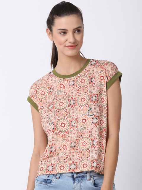 

Blue Saint Women Multicoloured Printed Round Neck T-shirt, Multi