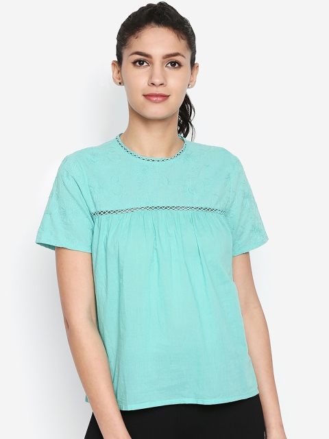 

Oxolloxo Women Green Self Design A-Line Top