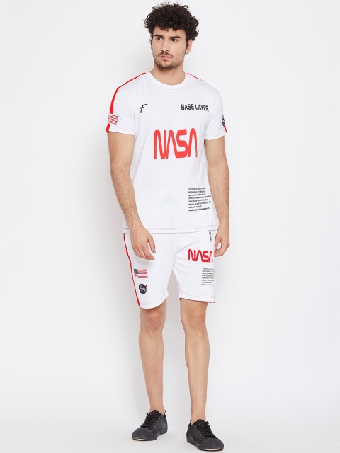FUGAZEE Men White Printed Tracksuit