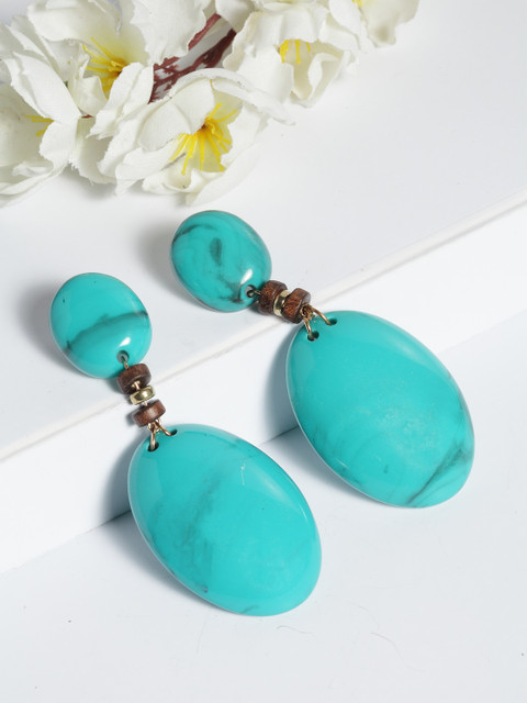 

AVANT-GARDE PARIS Turquoise Blue & Gold-Plated Contemporary Drop Earrings