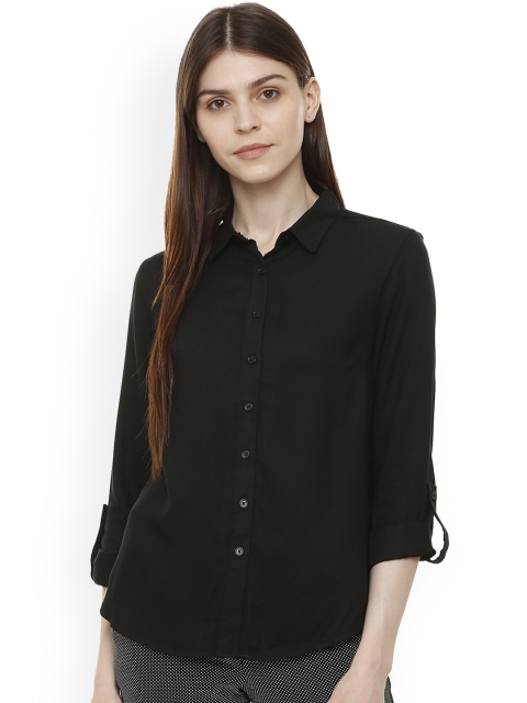

Van Heusen Woman Black Regular Fit Solid Formal Shirt