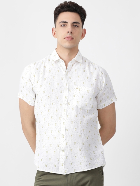 

Monte Carlo Men White Regular Fit Printed Casual Shirt