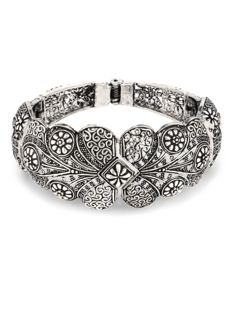 

Fabstreet Silver-Plated Brass Silver-Plated Oxidised Kada Bracelet