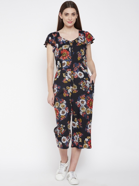 

Oxolloxo Black & Orange Floral Printed Culotte Jumpsuit