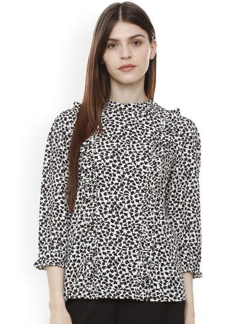 

Van Heusen Woman White & Black Printed A-Line Top
