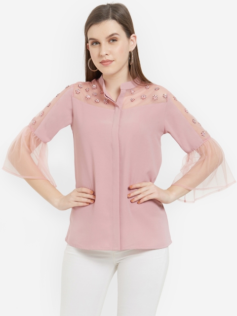 

Soie Women Pink Regular Fit Solid Casual Shirt