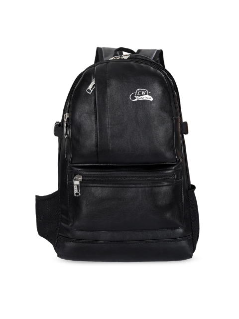 

Leather World Unisex Black Leather Solid Backpack