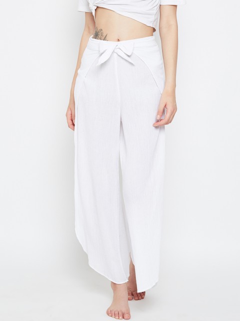 

Oxolloxo Women White Regular Fit Solid Parallel Trousers