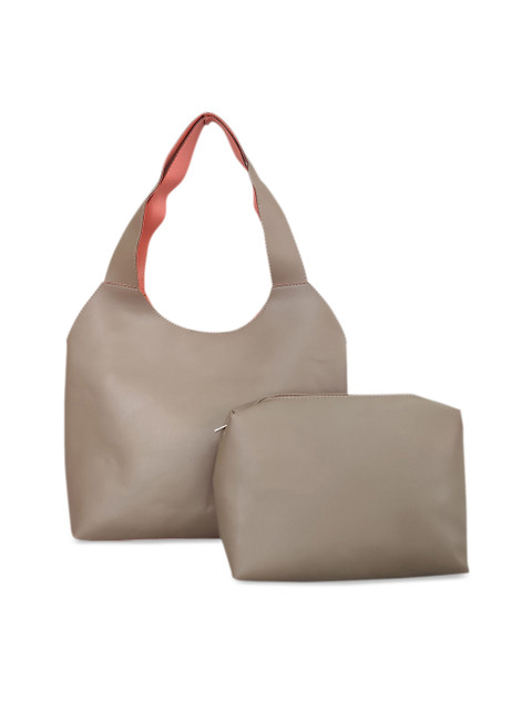 

Toteteca Women Beige Solid Shoulder Bag With Pouch