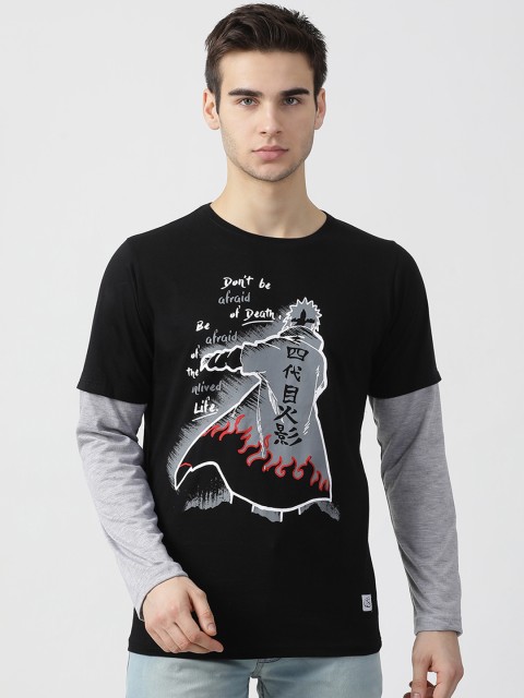 

ComicSense.xyz Men Black Printed Round Neck T-shirt