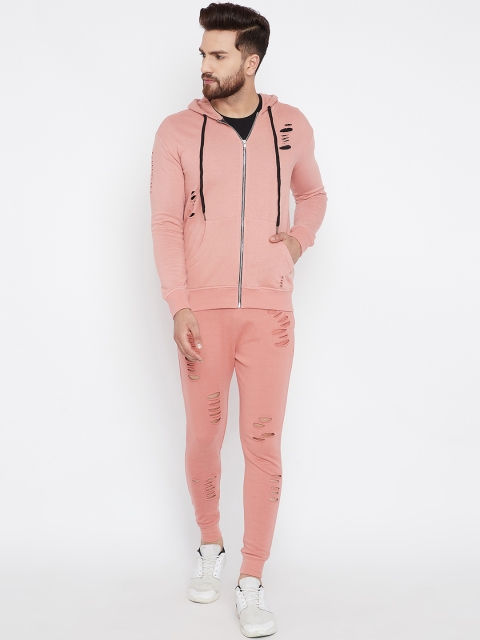 

FUGAZEE Men Rose-Coloured Solid Tracksuit