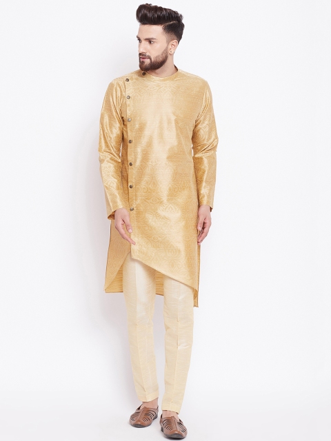 

See Designs Men Beige Printed Asymmetric Hemline Straight Kurta