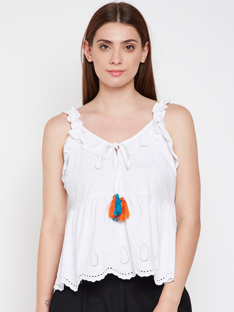 

Oxolloxo Women White Solid Empire Top