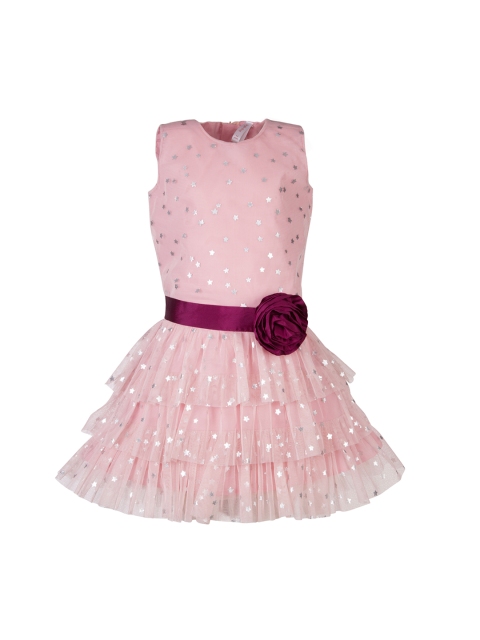 

Stylo Bug Girls Pink Self-Design Dress