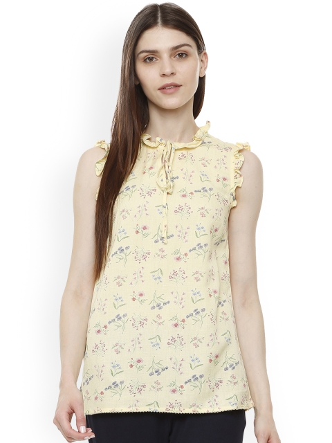 

Van Heusen Woman Yellow Printed A-Line Top