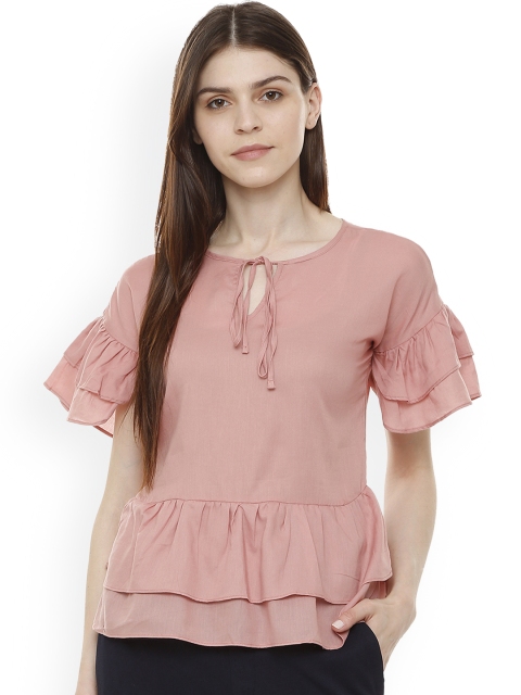 

Van Heusen Woman Pink Solid Cinched Waist Top