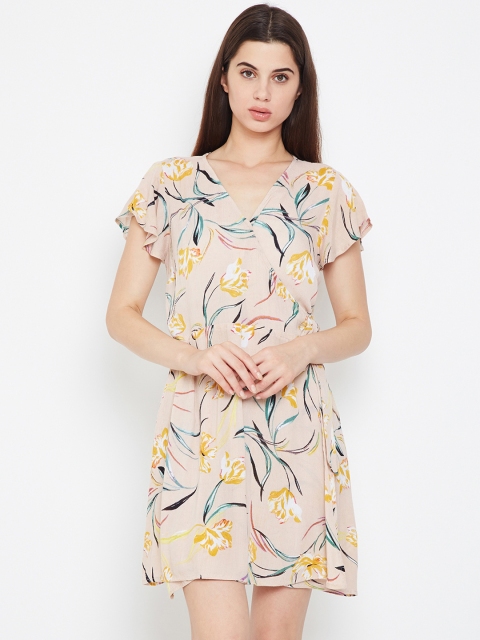 

Oxolloxo Women Beige Printed Wrap Dress