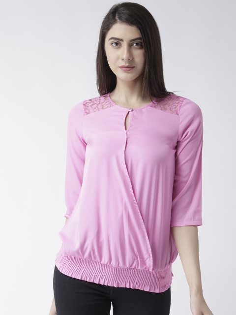 

MsFQ Women Pink Solid Blouson Top