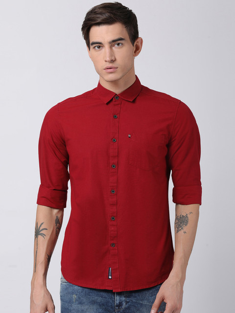 

Toss Winner Men Red Smart Slim Fit Solid Casual Shirt