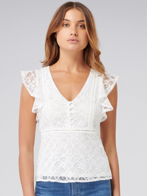

Forever New Women White Self Design Top