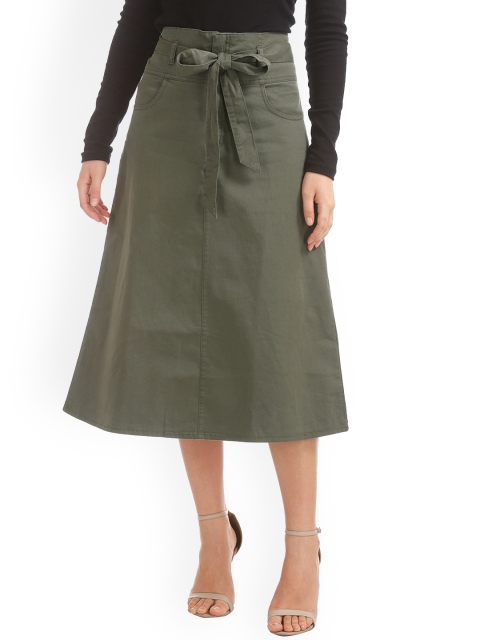

GAP Olive Green Paperbag Waist Utility Midi Skirt With Tie Belt