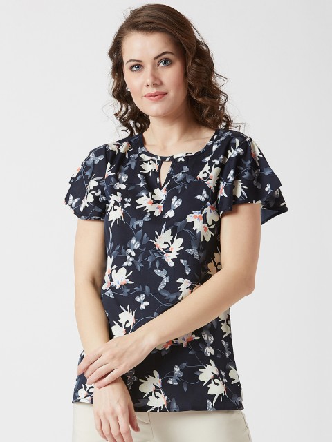 

U&F Women Blue Printed Top