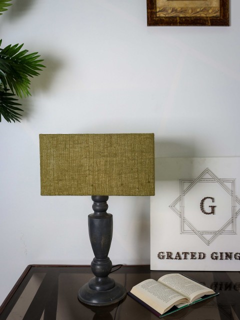 

Grated Ginger Black & Olive Green Solid Handcrafted Table Lamp