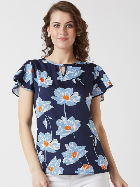 

U&F Women Blue Printed Top