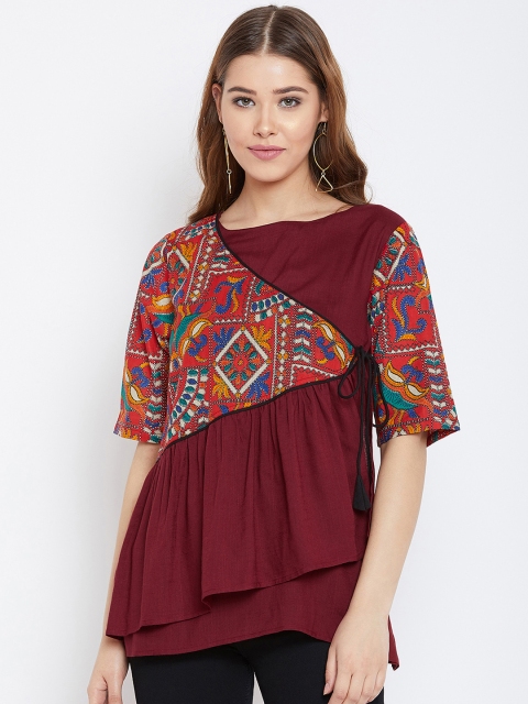 

PANIT Women Maroon Printed Empire Top