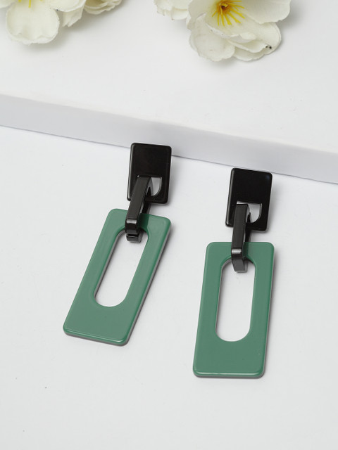 

AVANT-GARDE PARIS Green & Black Geometric Drop Earrings