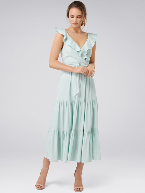 

Forever New Women Blue Solid Fit and Flare Dress