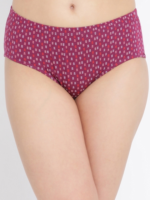 

Clovia Women Maroon Printed Hipster Briefs PN3227P15XL