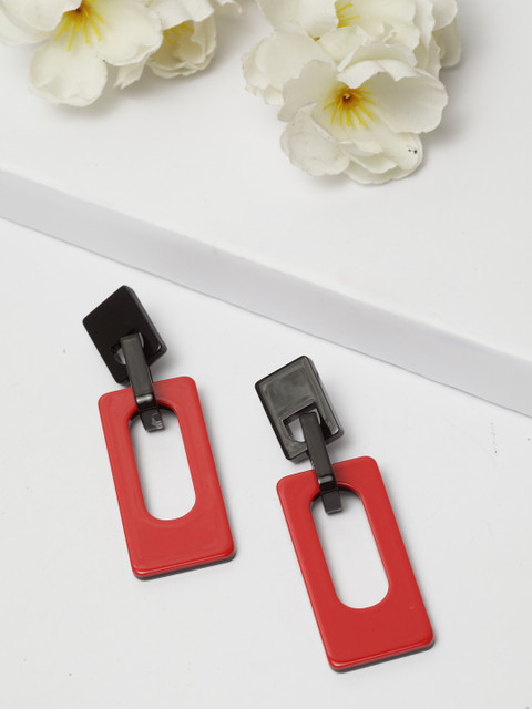 

AVANT-GARDE PARIS Red & Black Geometric Drop Earrings
