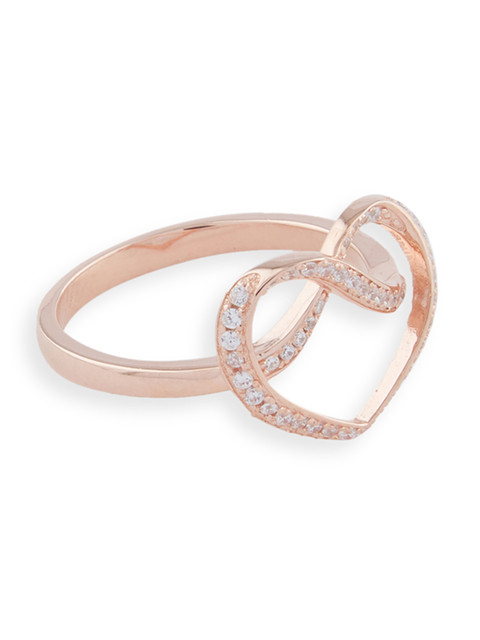 

bebe Women Rose Gold-Toned CZ-Studded Finger Ring